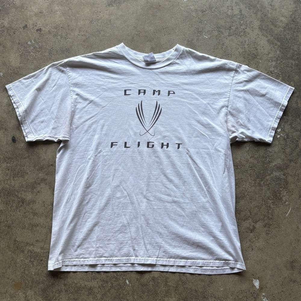 Vtg Nike Camp Flight T-Shirt Mens XL White Good Y2K Baggy Basketball Graphic